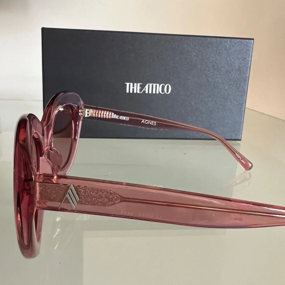 Linda Farrow Pink Oversized Round Sunglasses